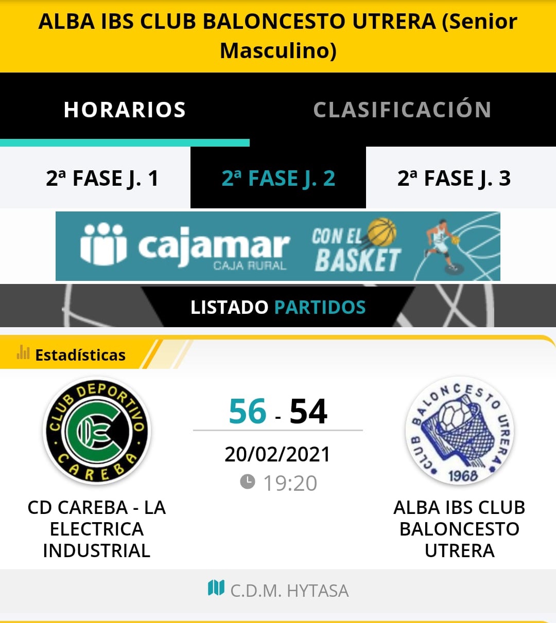 Dos tiros libres al final decidieron el partido entre el CB CAREBA Y EL CLUB BALONCESTO UTRERA (56-54)