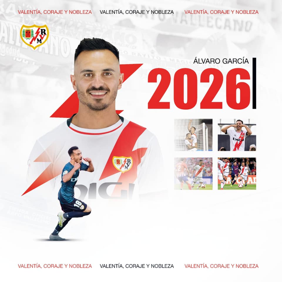 El jugador utrerano Álvaro García renueva con el Rayo Vallecano hasta 2026