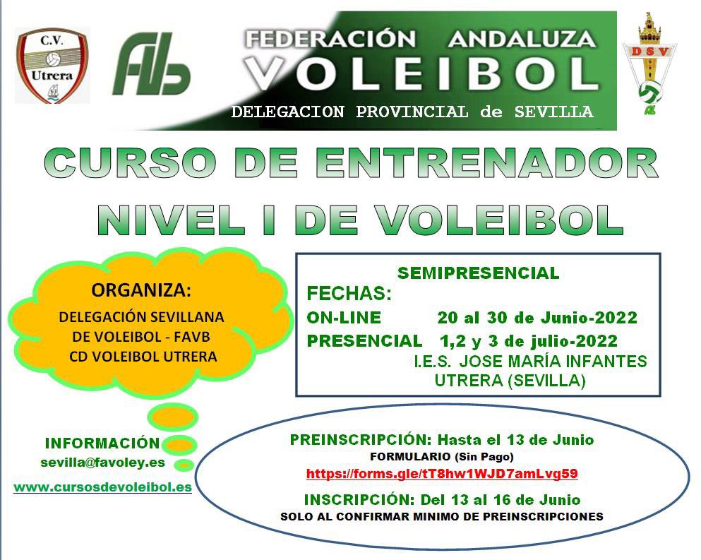 El CV Utrera organiza un curso de Entrenador de nivel 1 de Voleibol