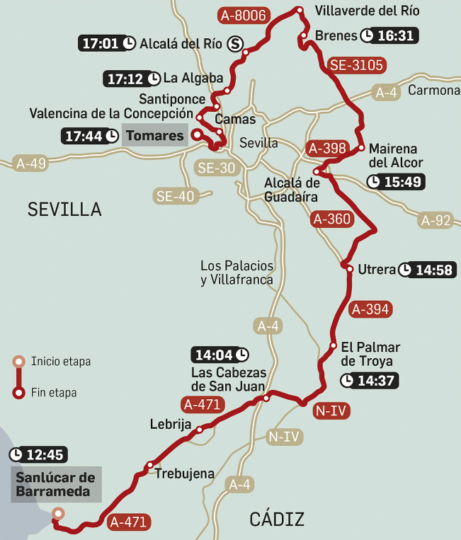 La Vuelta ciclista a España llega a Andalucía y pasará por Utrera el 6 de septiembre en dirección a Tomares