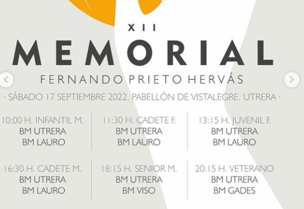 El Club Balonmano Utrera celebra este sábado un torneo con 6 partidos en su XII Memorial ‘Fernando Prieto Hervás’