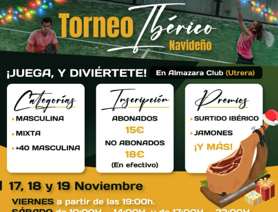 Almaraza Club organiza su Torneo Ibérico Navideño de Pádel del 17 al 19 de noviembre