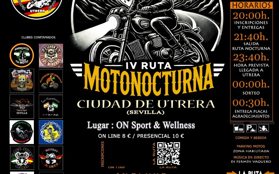 Utrera acogerá la IV Ruta Motonocturna este 5 de julio de la mano del club «Los Apretaos»