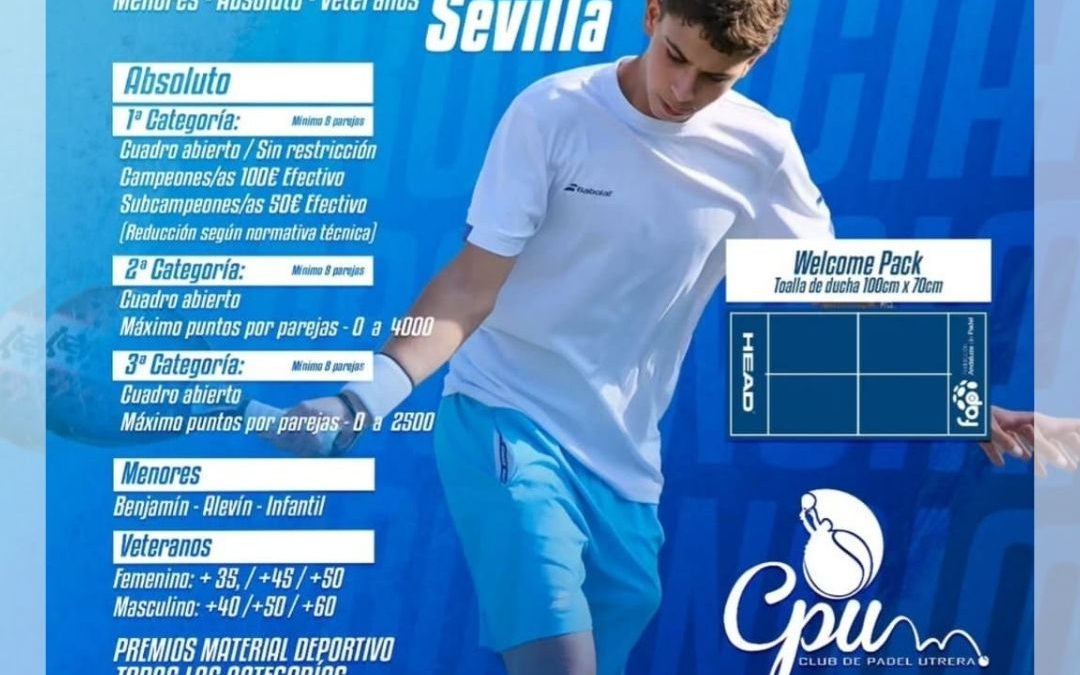 Utrera acogerá la 4ª prueba del Circuito Provincial de Pádel de Sevilla